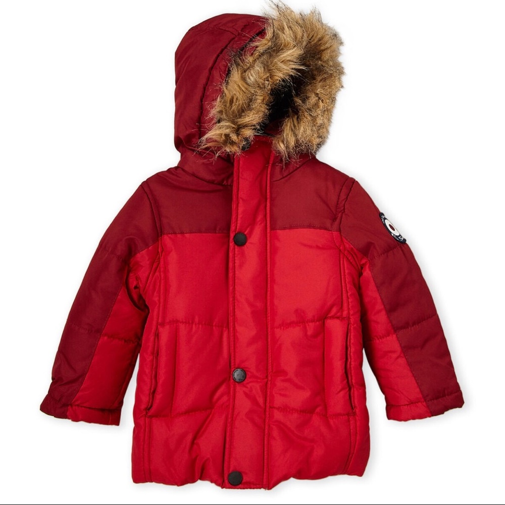 Brand new red Ben Sherman Boys Fur Hood Jacket